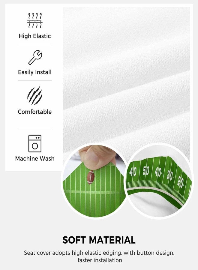 Jolunifun Football Rugby Sport Office Chair Covers Stretchable 2 Piece, Soft Decorative Computer Desk Chair Cover Protector Universal Rotating Chair Slipcover Boy Kid Game Green Arena - Image 4